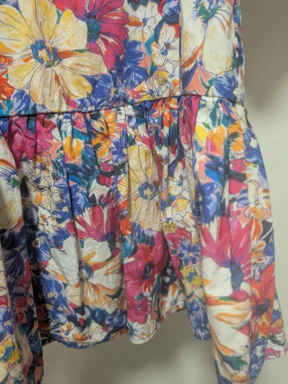 Zara | Vibrant Floral Poplin Peplum Blouse In Multicolor - Picture 9 of 11